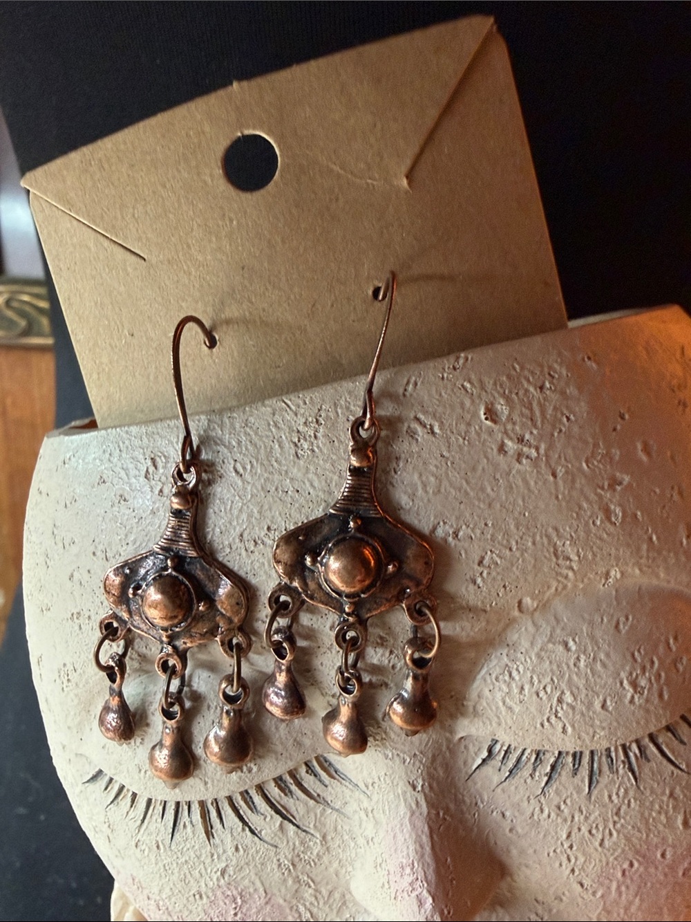 Handcrafted Copper Dangle Earrings - Bohemian Drop Design